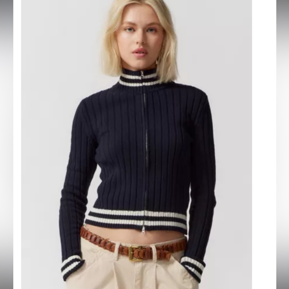 BDG Bella Recycled Zip-Up Cardigan